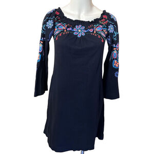 JWLA Black Embroidered Off Shoulder Cotton Dress Medium